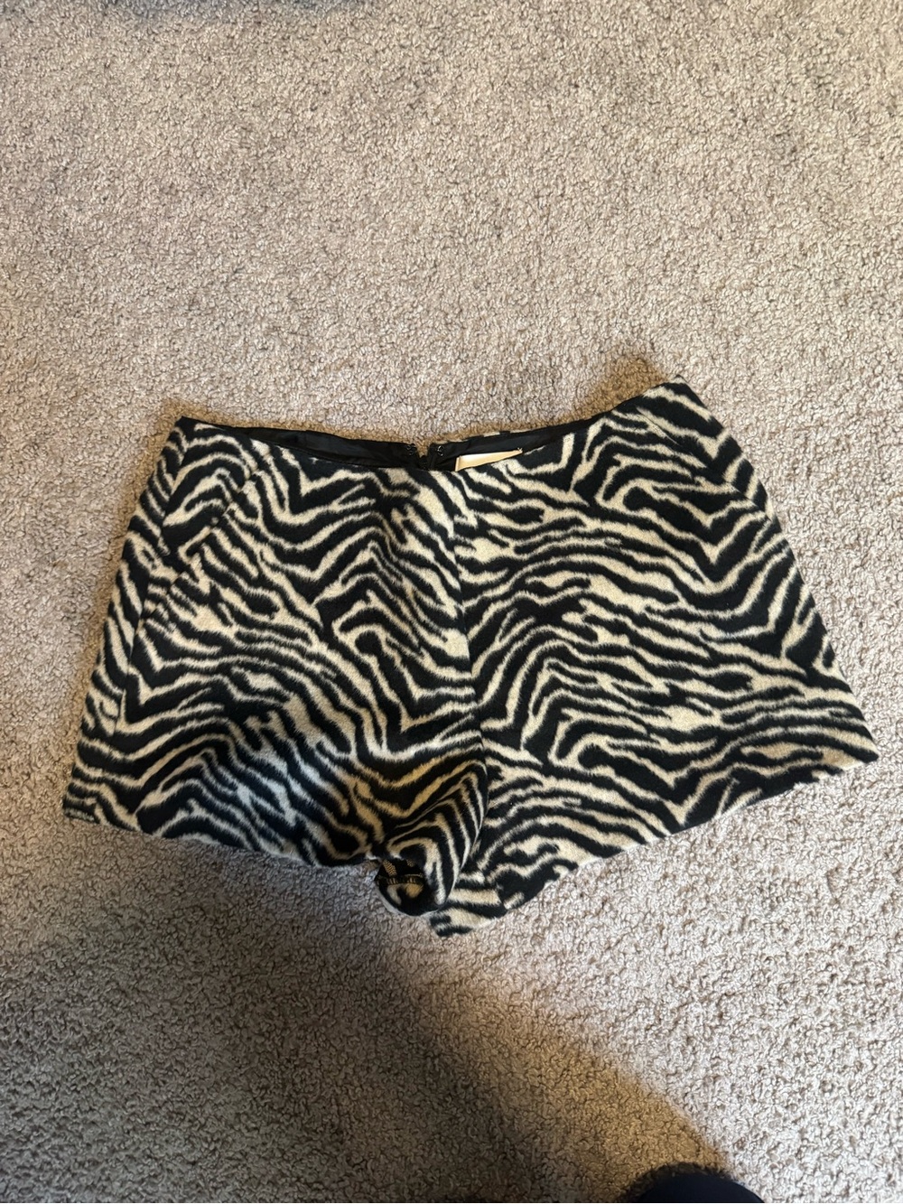 Reformation Zebra-Print High Waist Shorts in Black and Cream